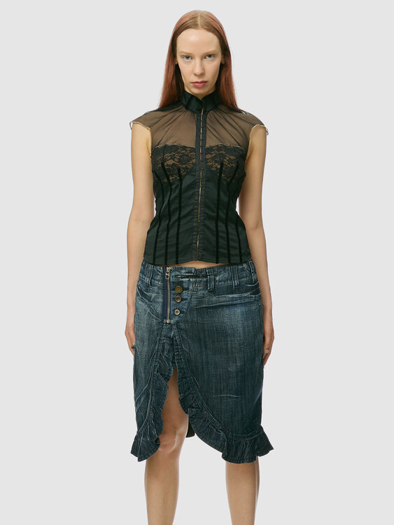 Cultura Mesh And Satin Shirt 