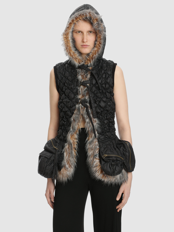 Black Nylon Bubble Vest 