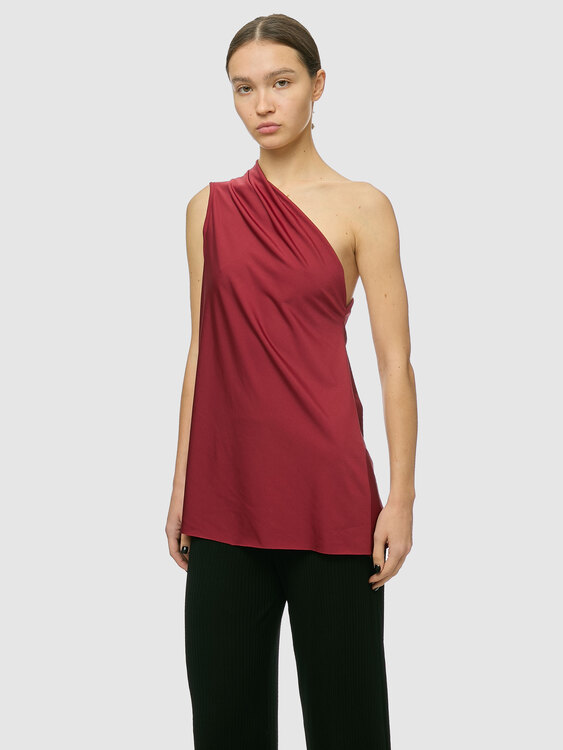 Burgundy One Shoulder Top 