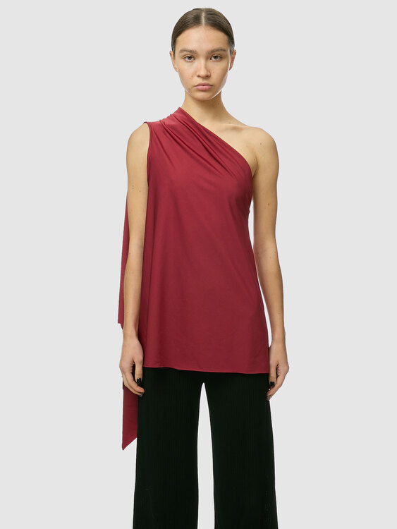 Burgundy One Shoulder Top 