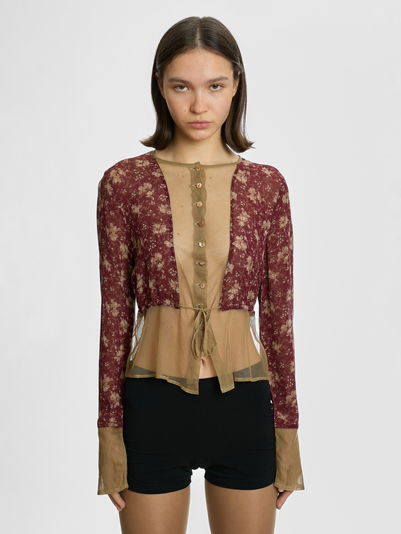 Plein Sud Chiffon and Mesh Cardigan 