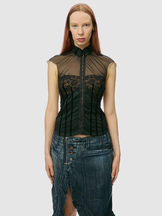 Cultura Mesh And Satin Shirt 