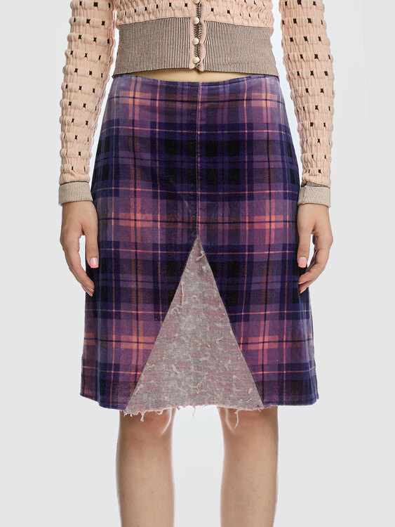 E-Play Chequered Midi Skirt 