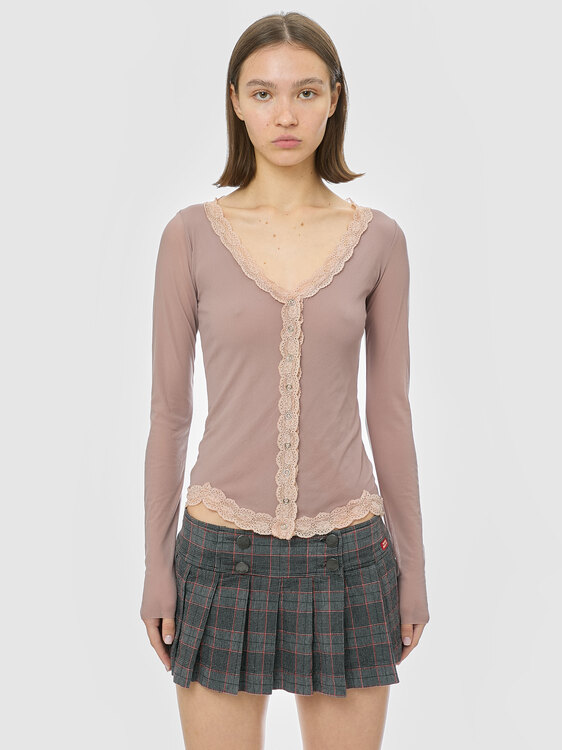 Dusty Pink Mesh Cardigan 