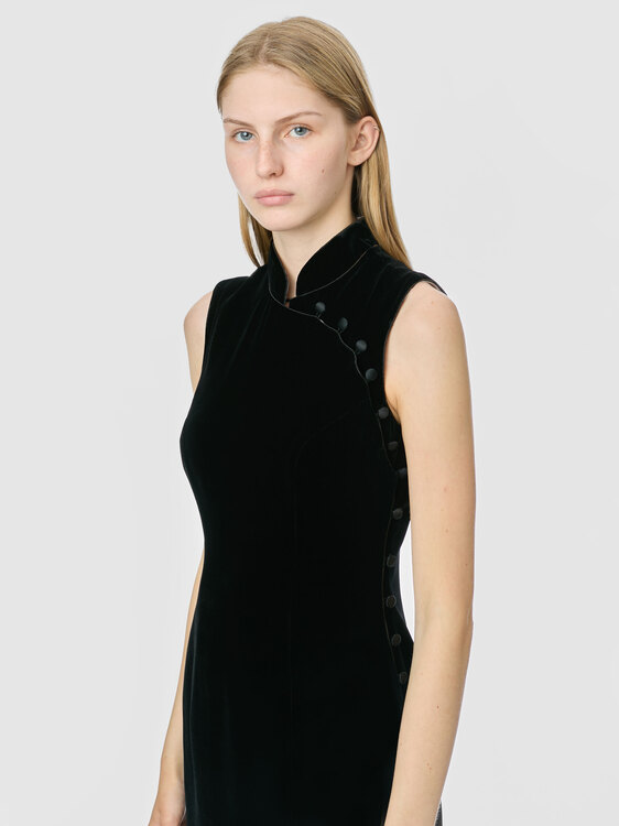 Black Velvet Midi Dress 