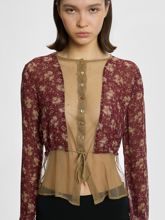 Plein Sud Chiffon and Mesh Cardigan 
