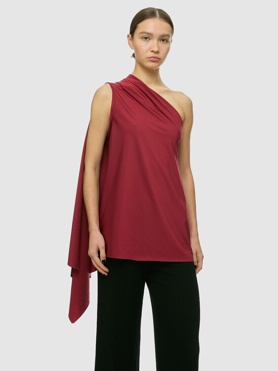 Burgundy One Shoulder Top 