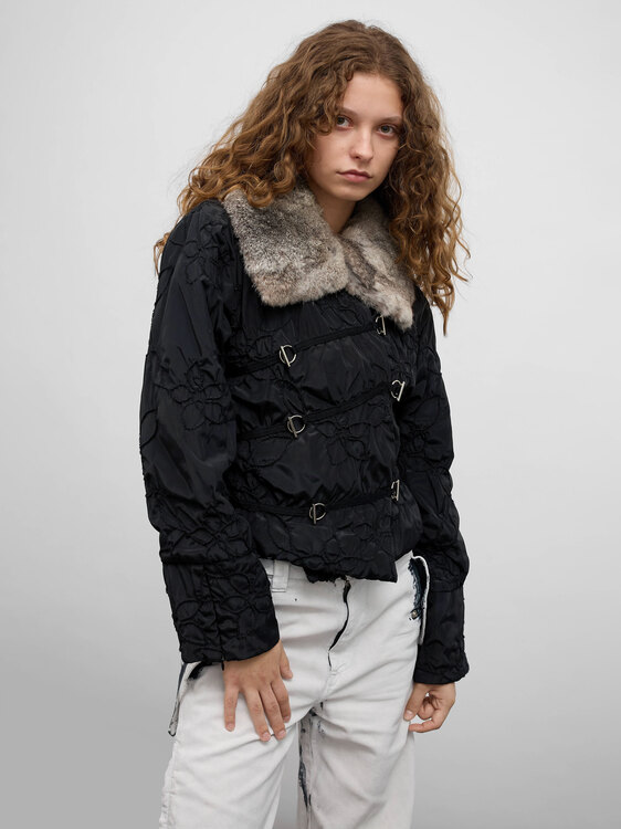 Black Nylon Embroidered Jacket 