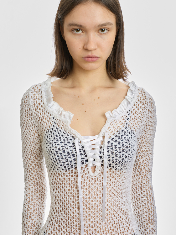 White Open Knit Jumper 