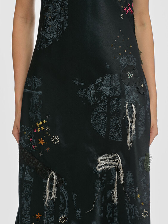 Black Satin Camisole Midi Dress 