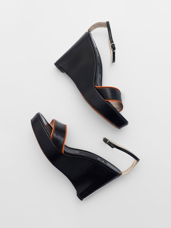 Y-3 Leather Wedge Sandals 