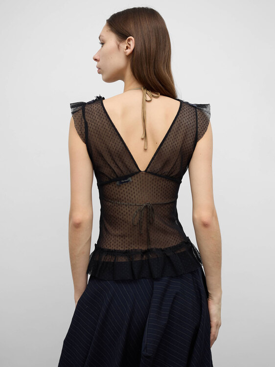 Mesh Cap Sleeve Blouse 