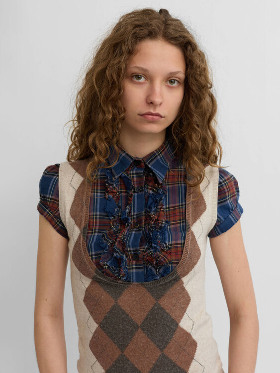 Integrated Shirt Argyle Vest 