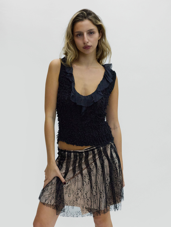 Nolita Black Fuzzy Knit Top 
