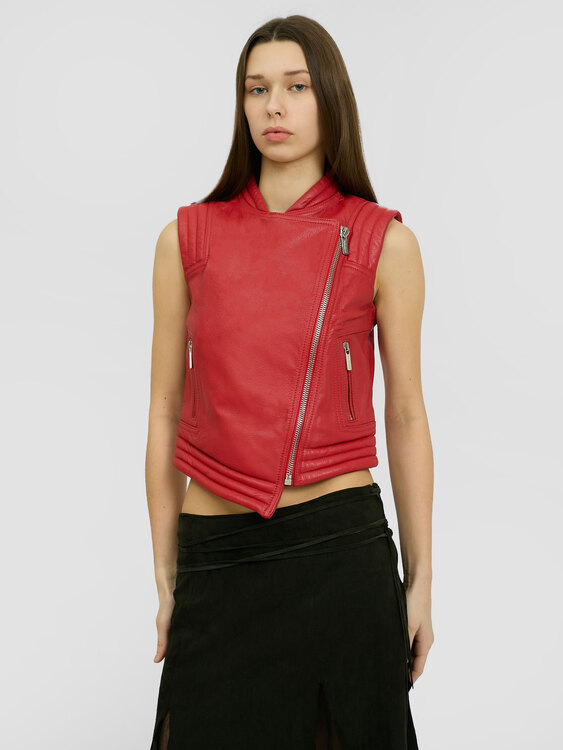 Bikkembergs Red Leather Vest 