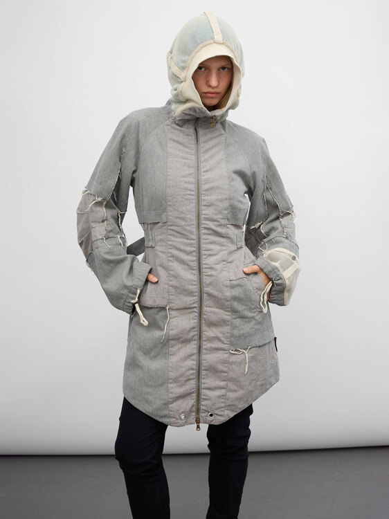 Michiko Koshino Canvas Patchwork Coat 