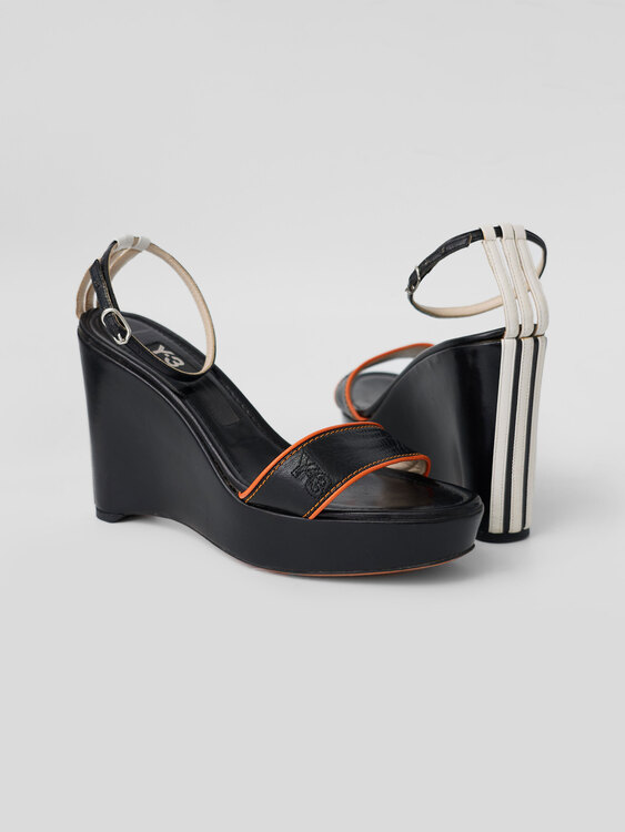 Y-3 Leather Wedge Sandals 