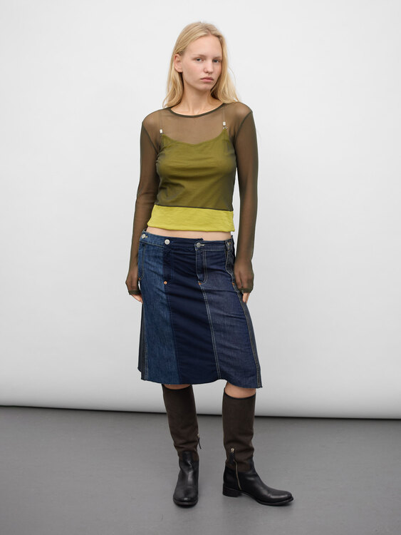 Michiko Koshino Deconstructed Denim Skirt 