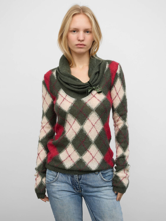 Fornarina Fine Knit Argyle Jumper 