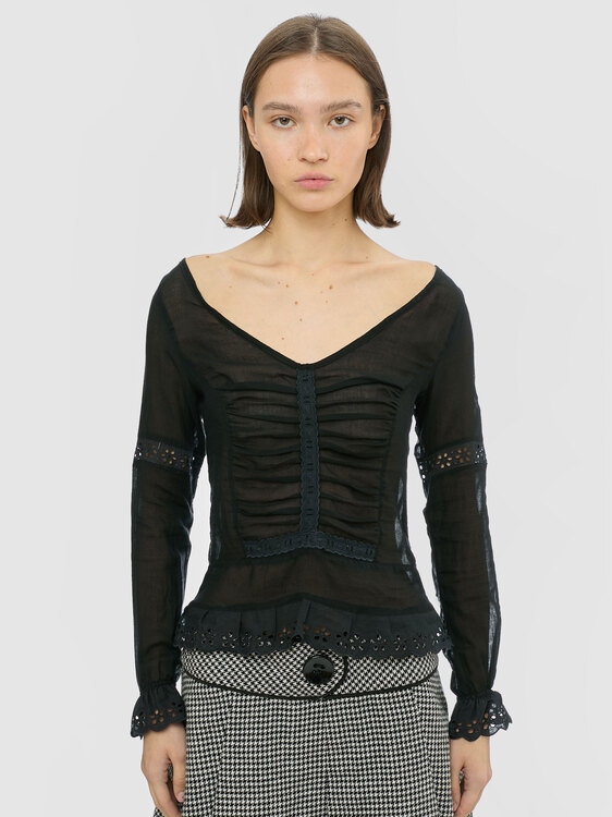 Black Lightweight Cotton Blouse 