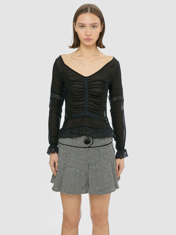 Black Lightweight Cotton Blouse 