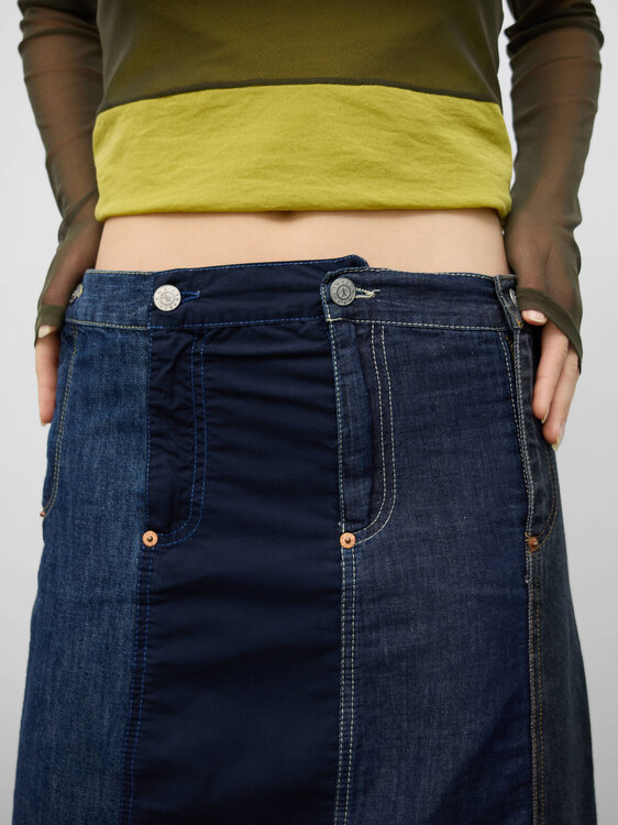 Michiko Koshino Deconstructed Denim Skirt 