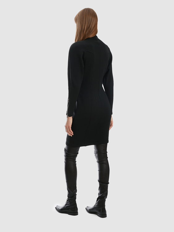 Black Midi Coat Dress 