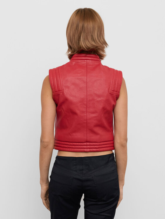 Bikkembergs Red Leather Vest 