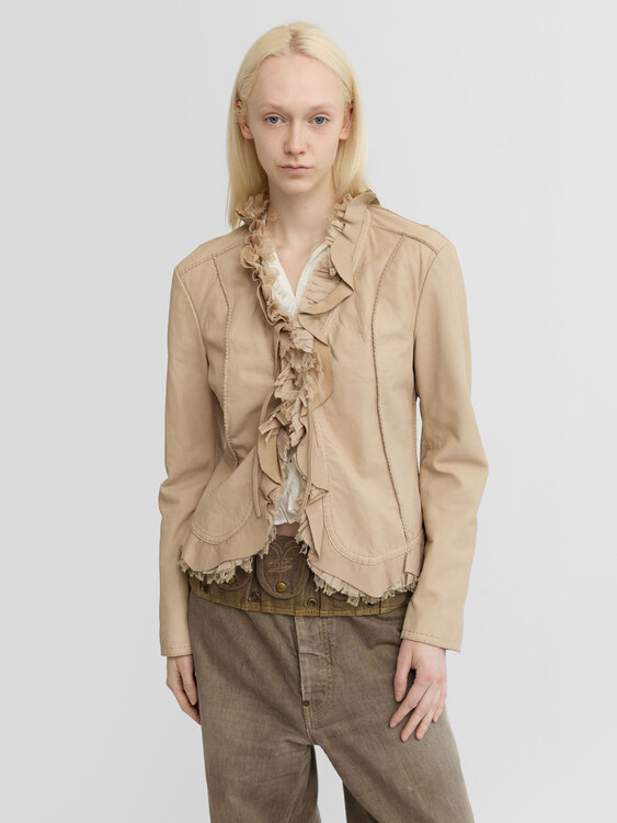 Beige Leather Jacket 