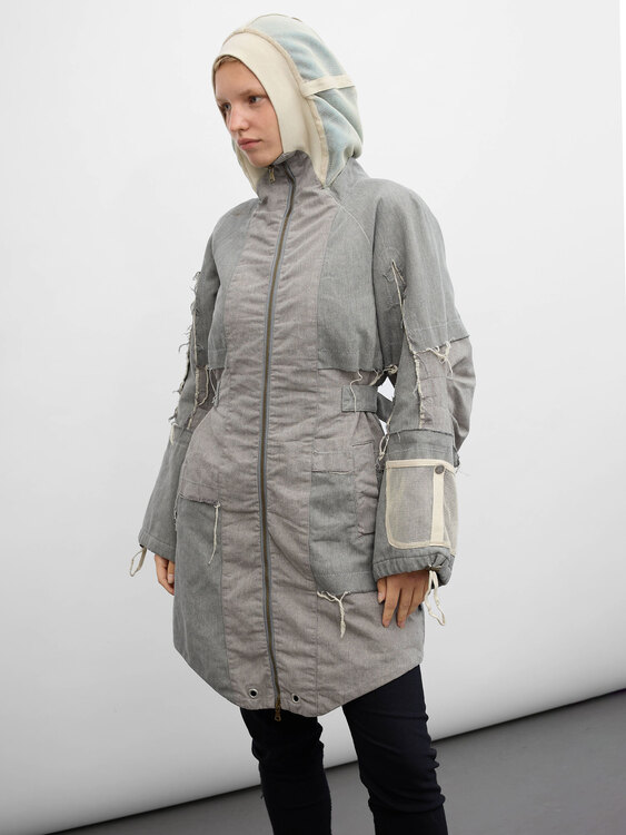 Michiko Koshino Canvas Patchwork Coat 