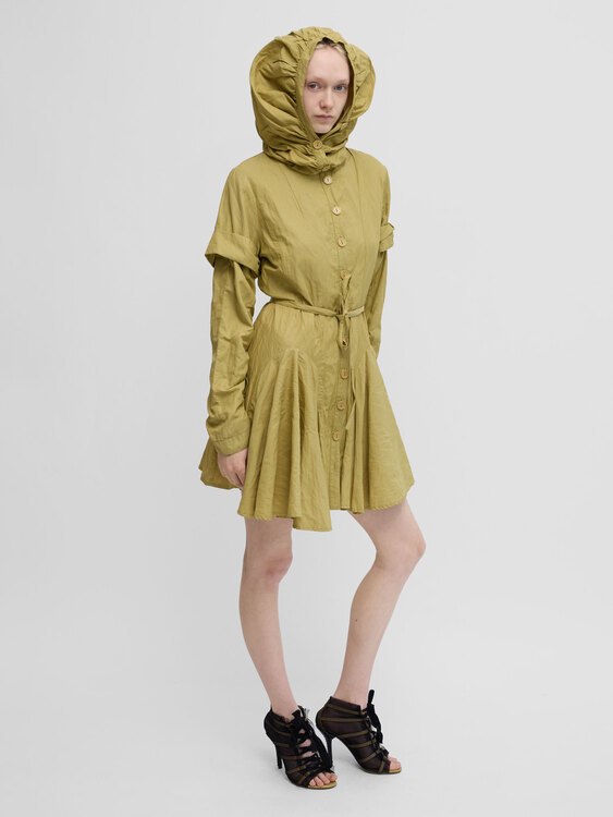Yellow Wrinkled Effect Coat 