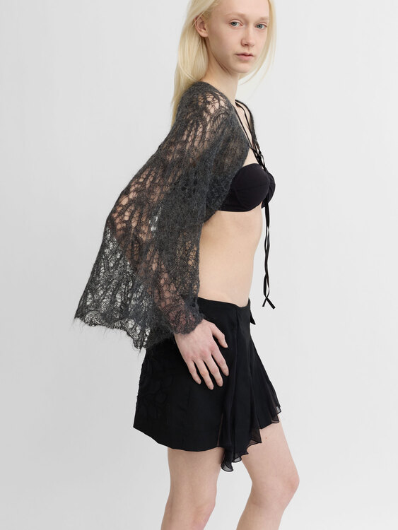 Grey Open Knit Bolero 