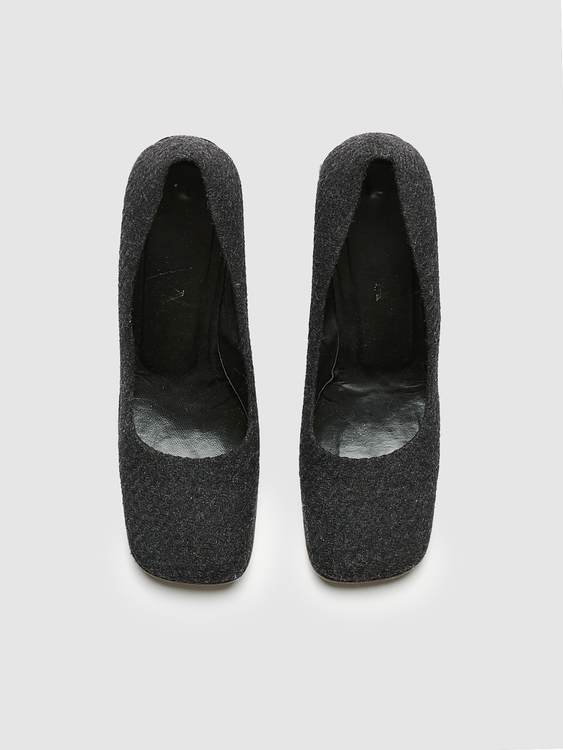 Prada Anthracite Grey Tweed Heels 