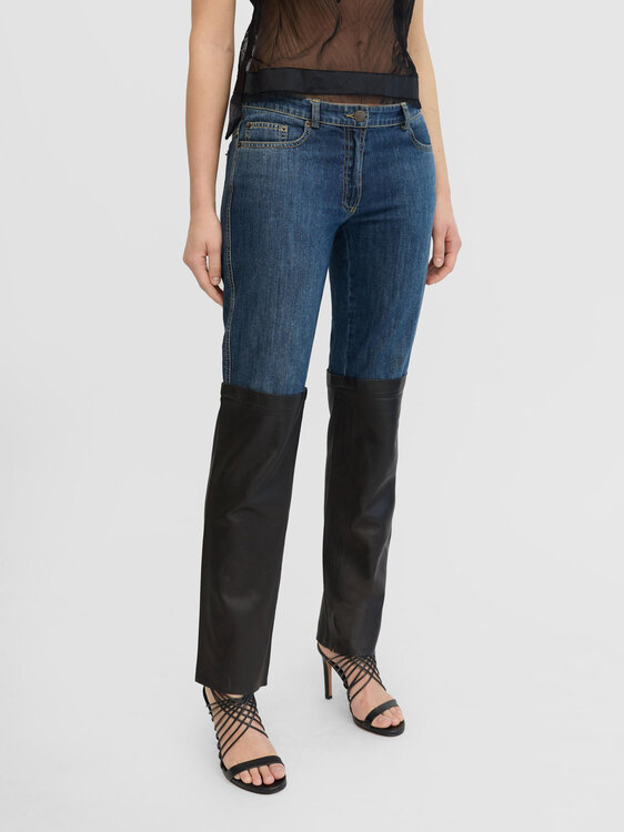 Plein Sud Denim And Leather Trousers 