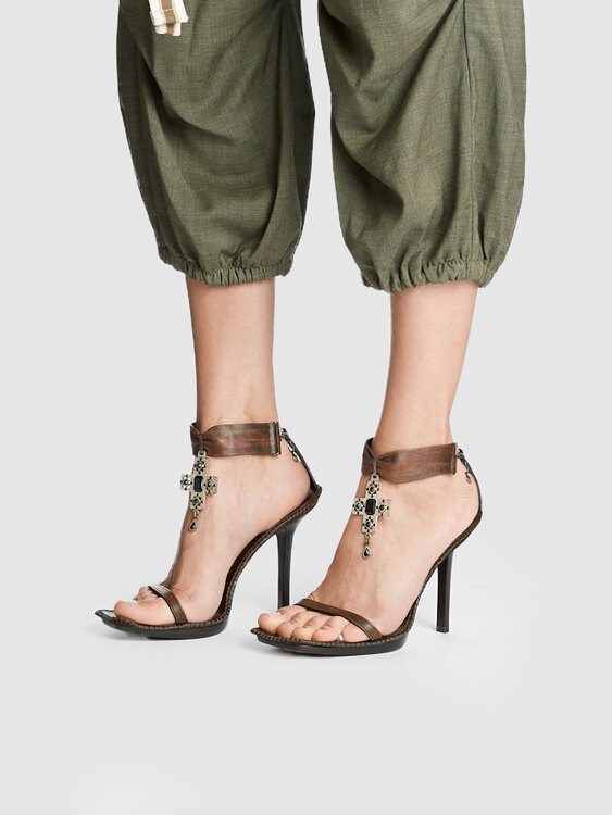 Brown Leather Heeled Sandals 