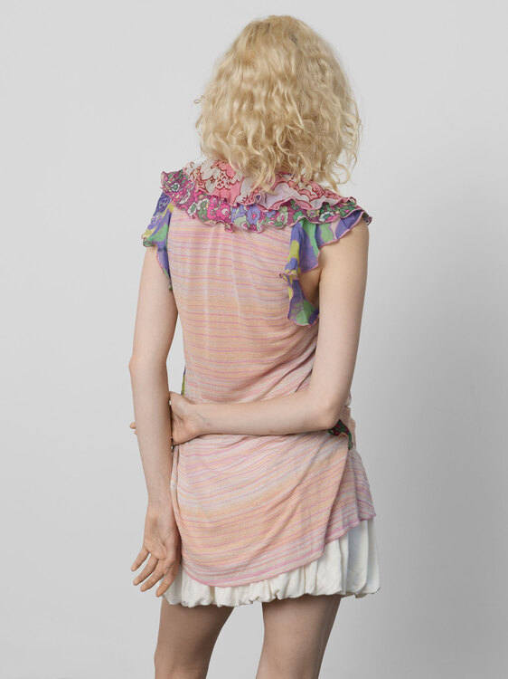 Nolita Pink Sheer Ruffle Top 