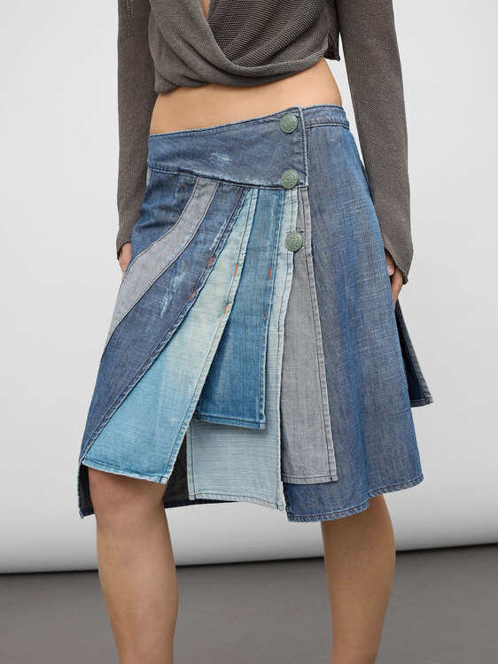 Michiko Koshino Denim Midi Skirt 