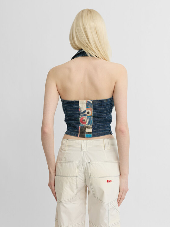 Blue Denim Asymmetrical Bustier 
