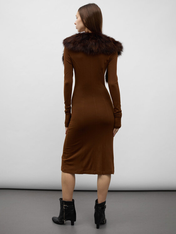 Plein Sud Fur Collar Dress 