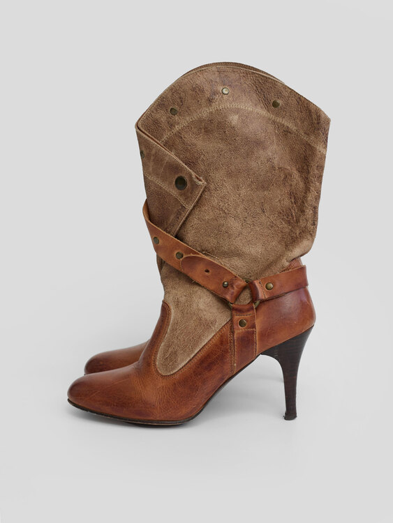 DieselStyleLab Heeled Leather Boots 