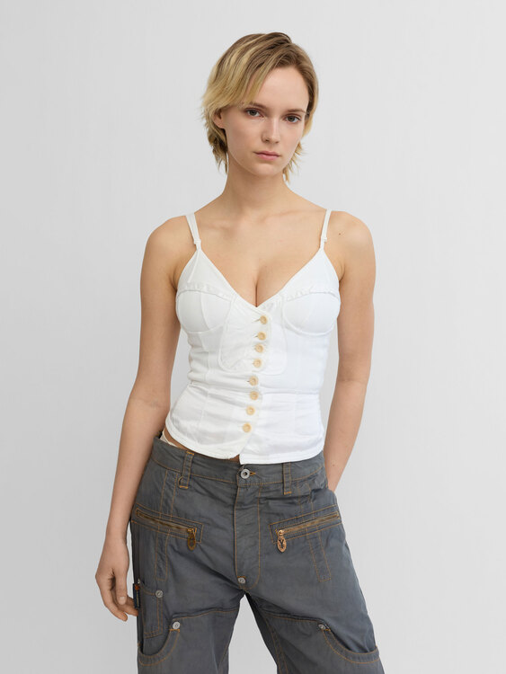 White Cotton Bustier 