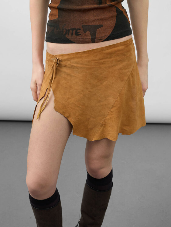Suede Asymmetrical Mini Skirt 