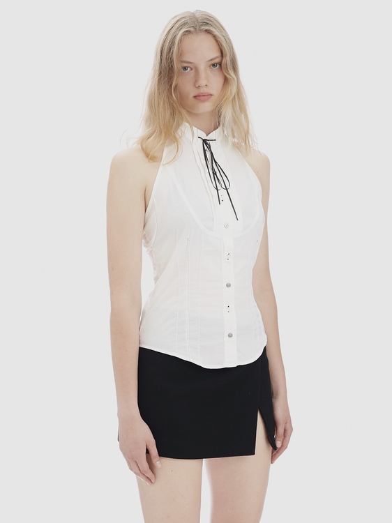 Shirt-Style Halter Vest 