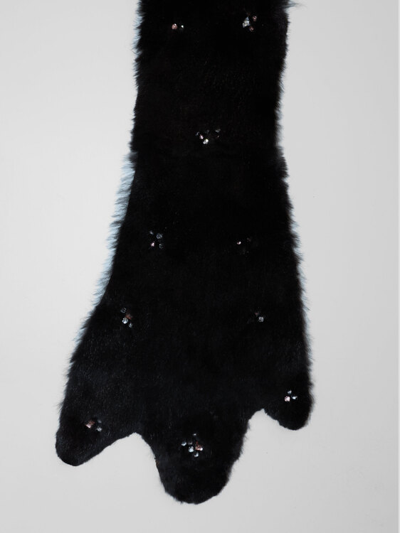 Fur Rhinestone Embellished Stole 