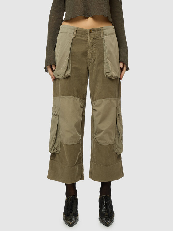 Khaki Corduroy Cargo Pants 