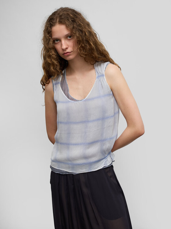 DieselStyleLab Layered Silk Chiffon Top 