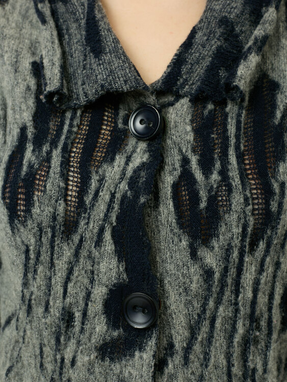 Knitted Abstract Print Cardigan 