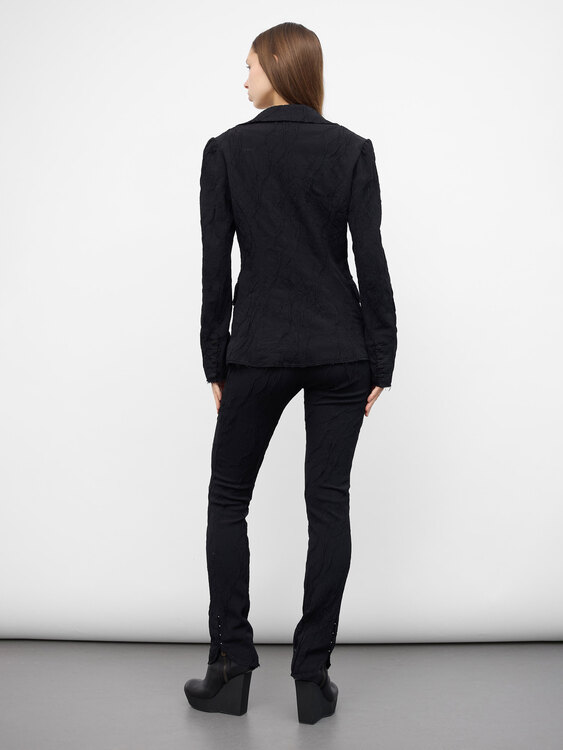 Plein Sud Crinkled Black Wool Suit 