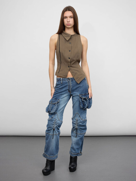 Blue Denim Cargo Trousers 