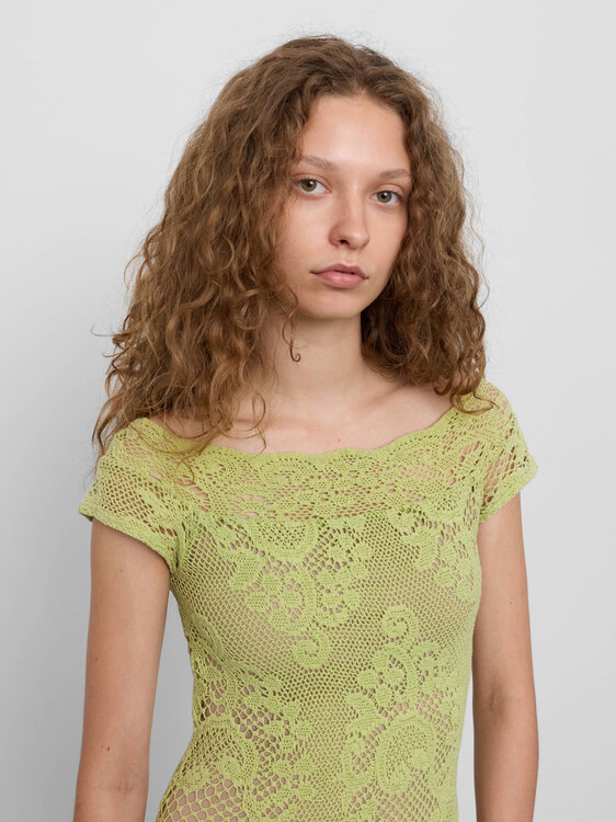 Fine Knit Lace Midi Dress 